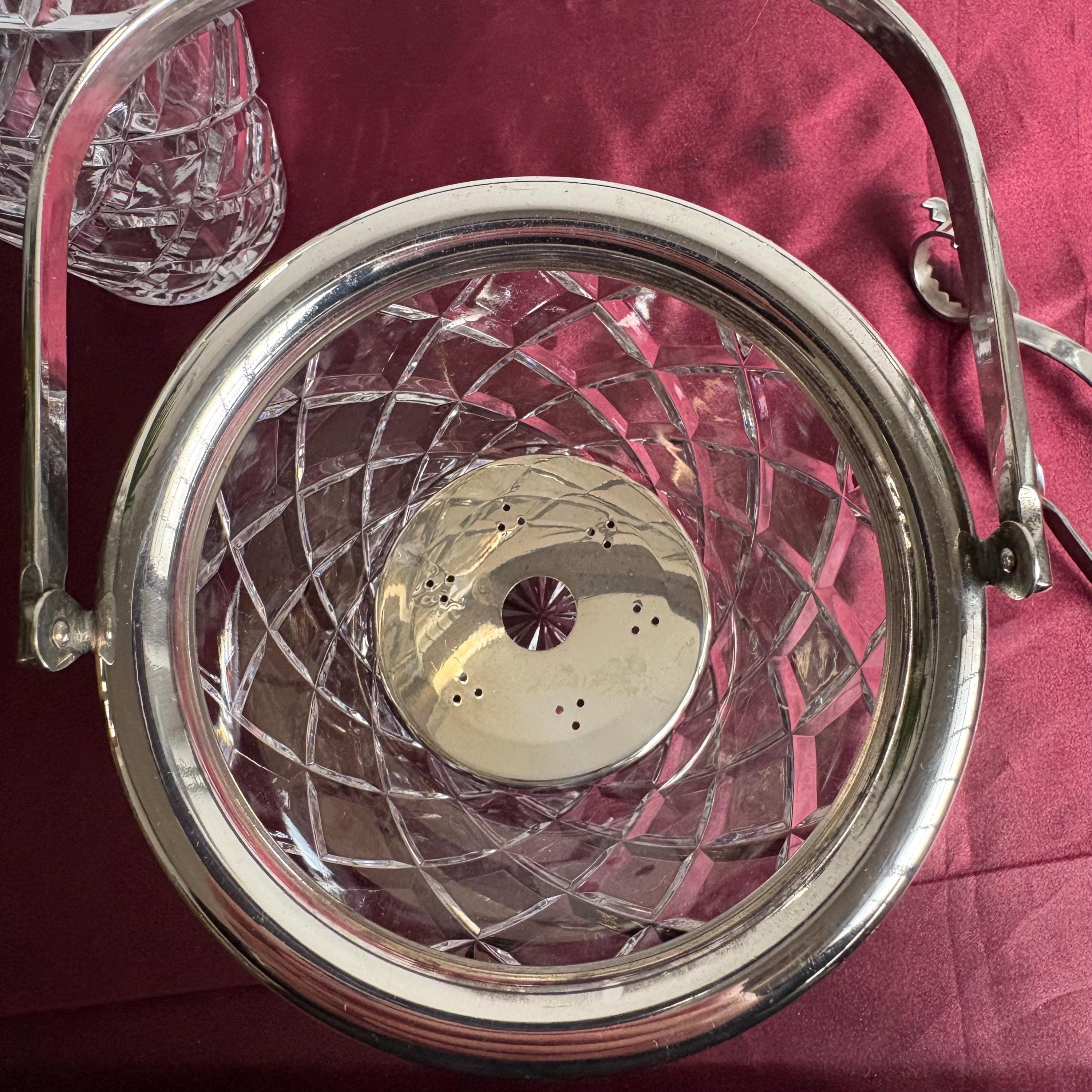Vintage Crystal Cocktail Set with Shaker and Ice Bucket