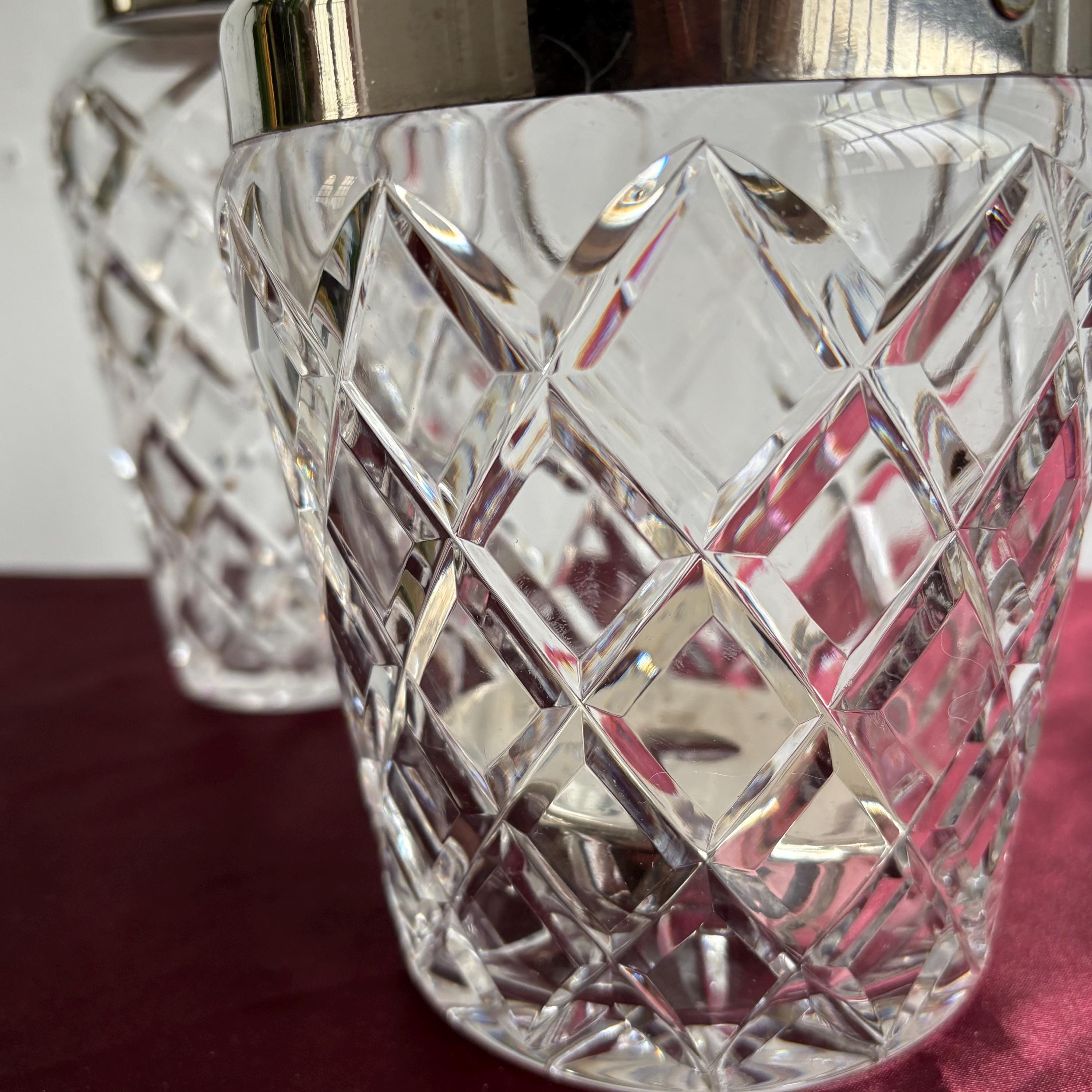 Vintage Crystal Cocktail Set with Shaker and Ice Bucket