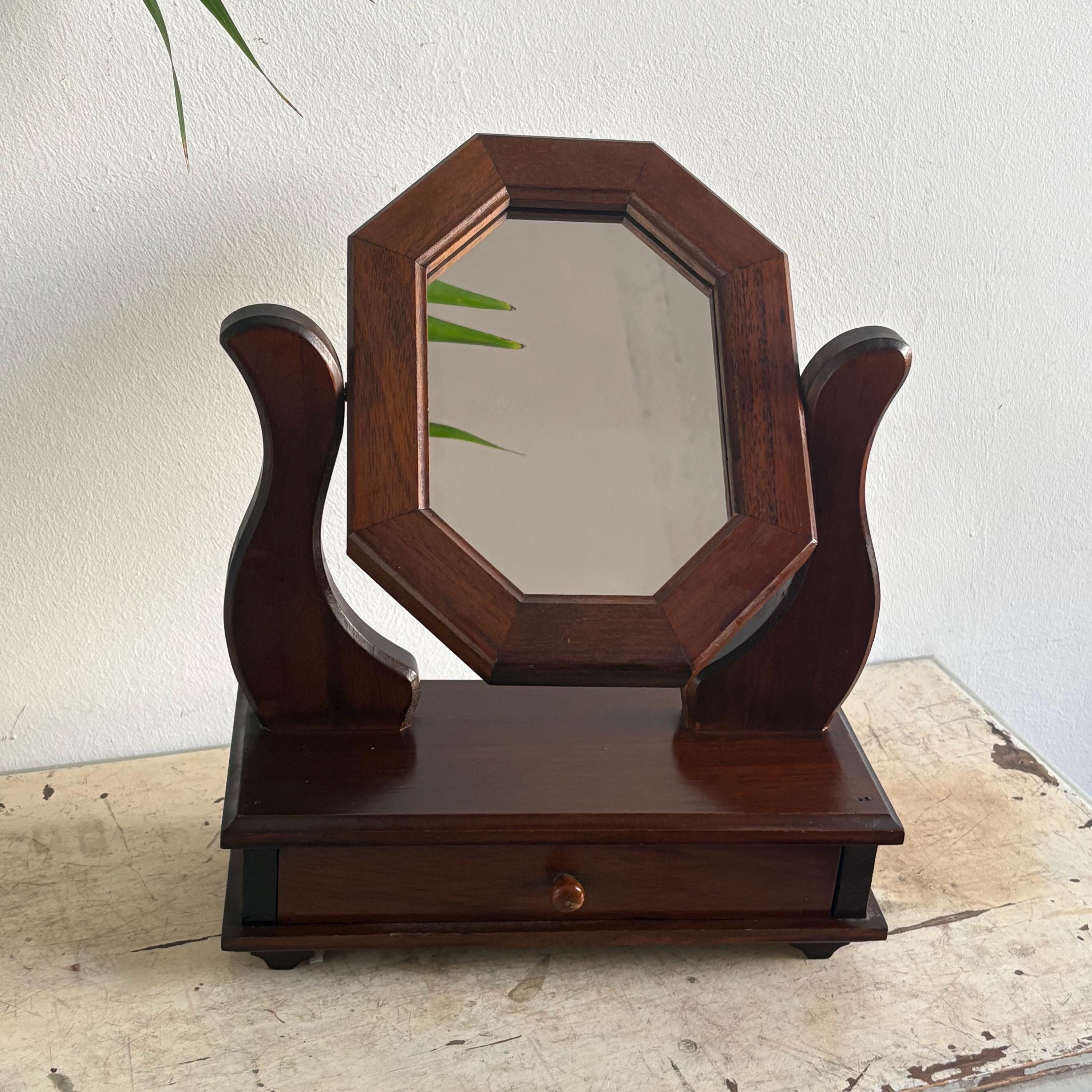Vintage Shaving Mirror in Wood
