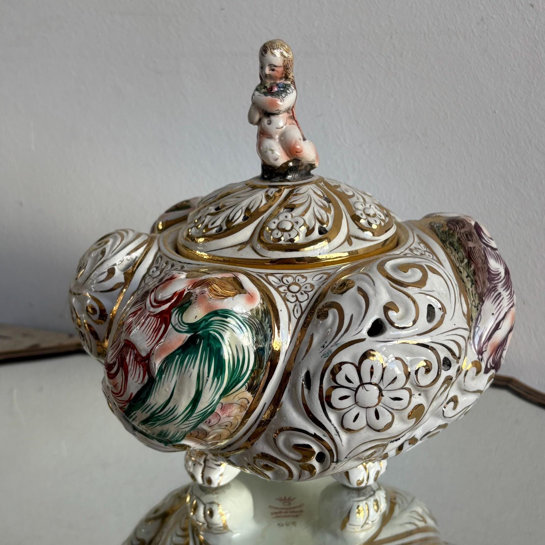 Vintage Capodimonte Ceramic Vase