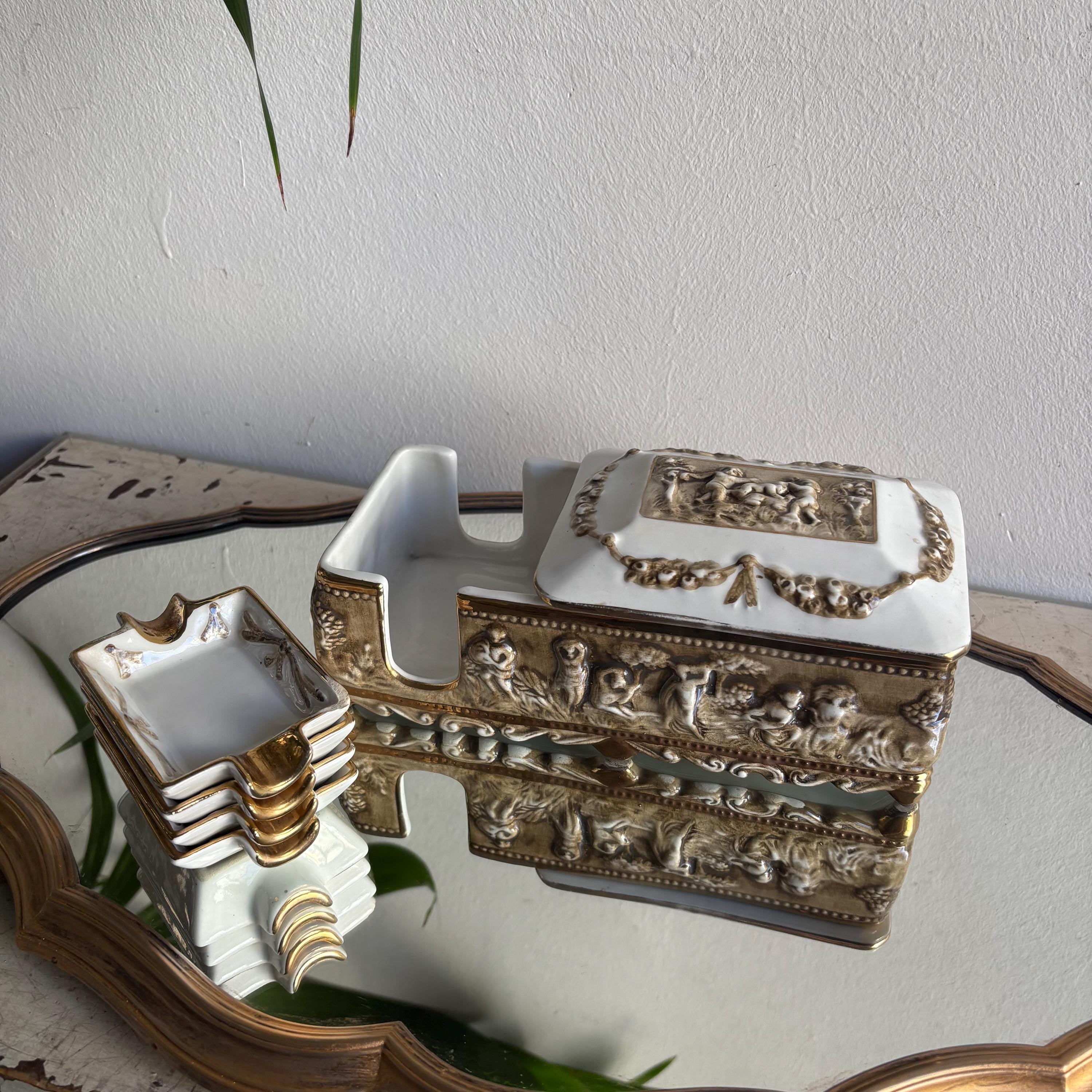 Vintage Capodimonte Smoking Set
