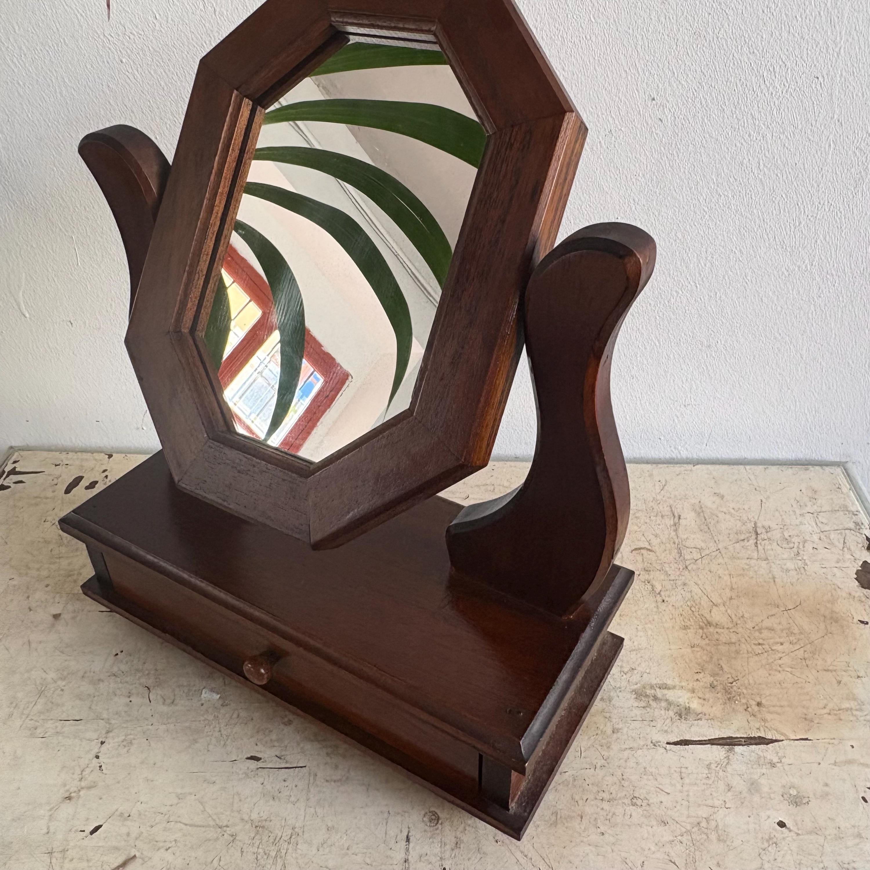 Vintage Shaving Mirror in Wood