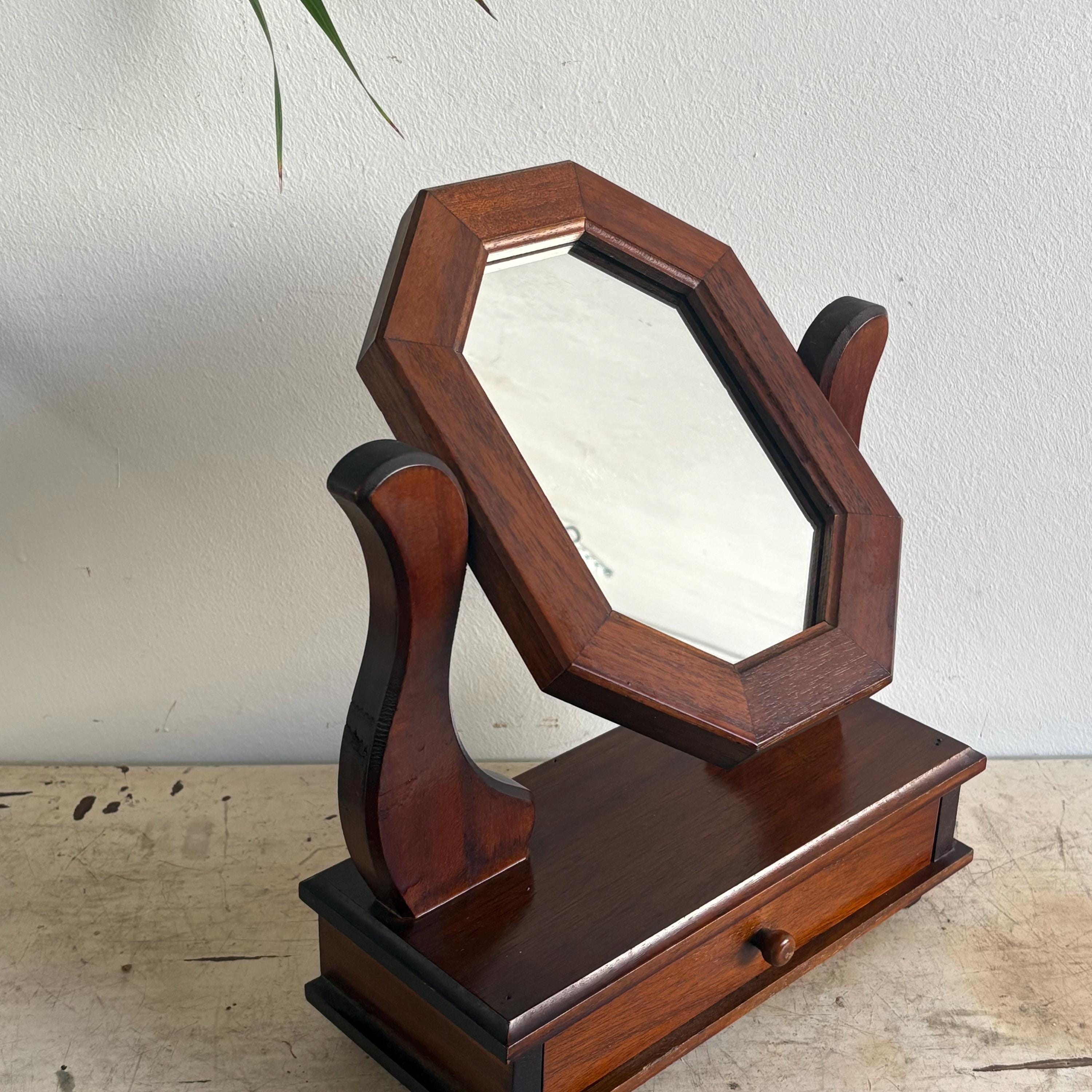 Vintage Shaving Mirror in Wood