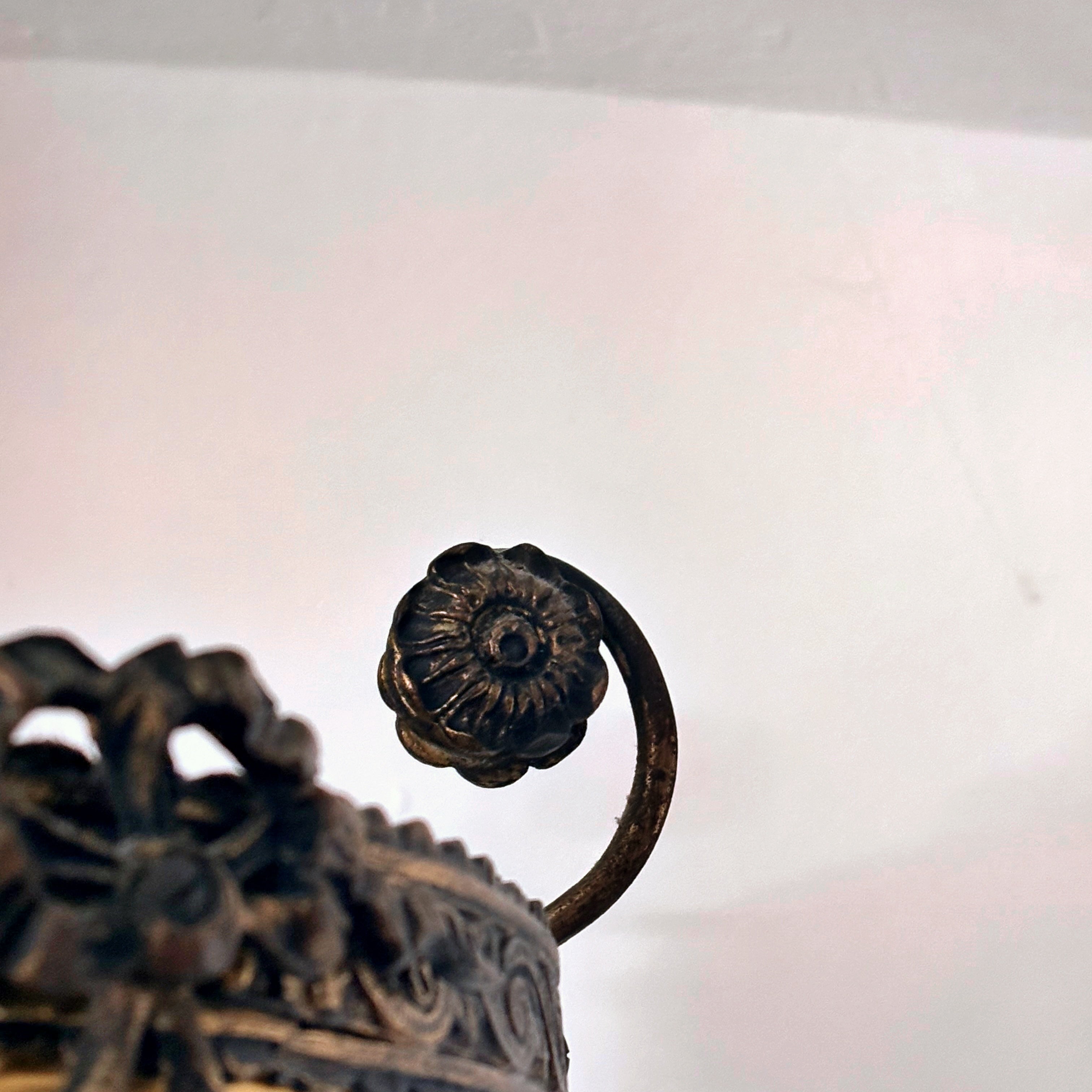 Vintage Pendant Light, Bronze and Glass
