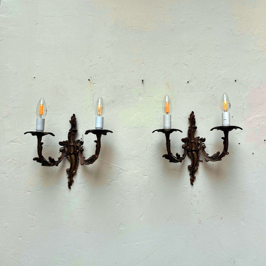 Mid Century Wall Sconces in Brass