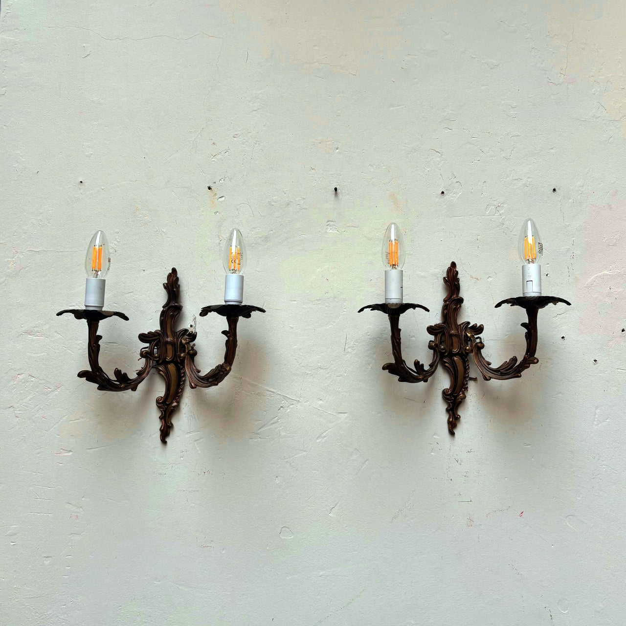 Mid Century Wall Sconces in Brass