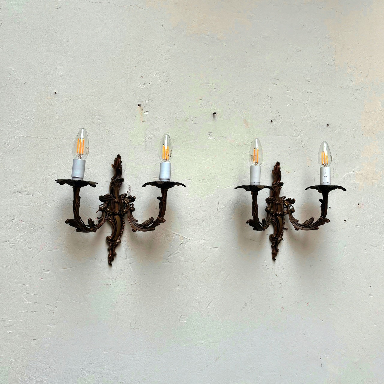 Mid Century Wall Sconces in Brass
