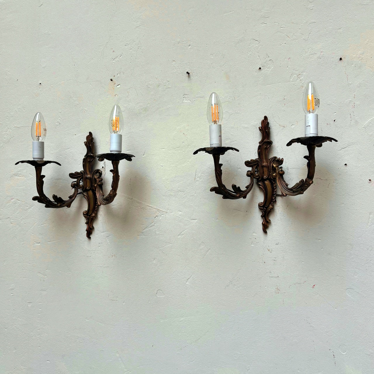 Mid Century Wall Sconces in Brass