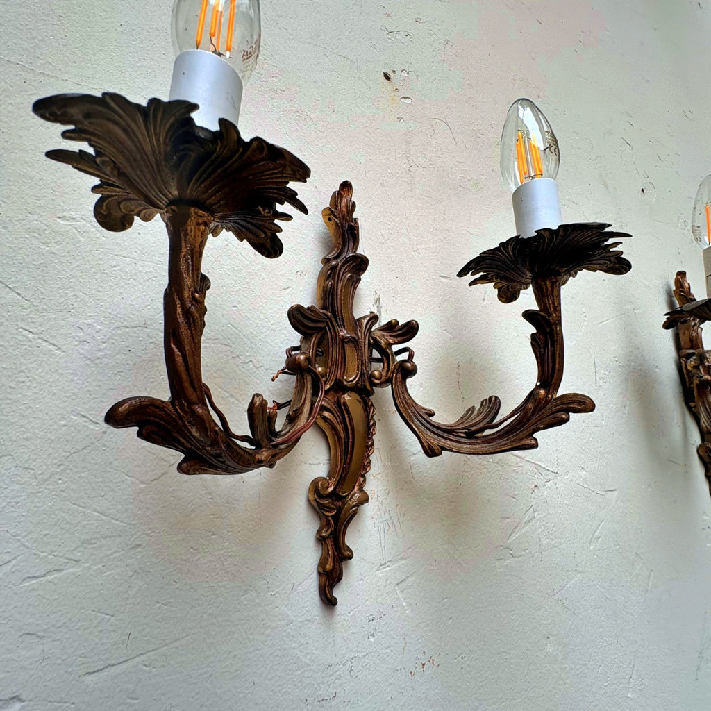 Mid Century Wall Sconces in Brass