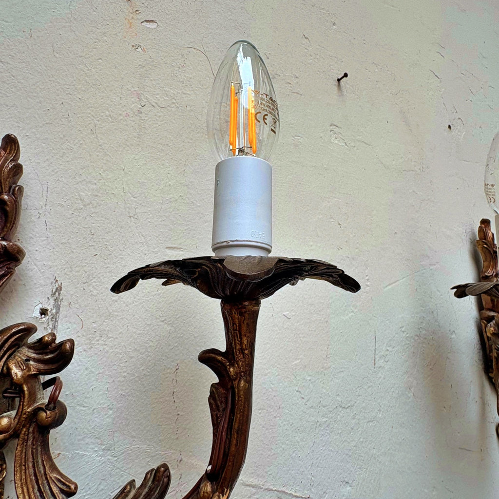 Mid Century Wall Sconces in Brass